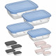 Set Of 8 Rectangular Container Storage Coloured Cover Food Lunch Box Organiser Household, Storage Containers image