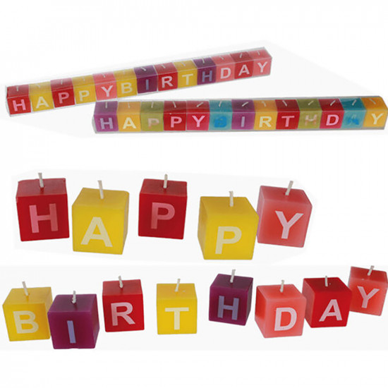 Happy Birthday Candle Letter Blocks Decoration Party Coloured Table Kids Fun New Kitchenware, Bakeware image
