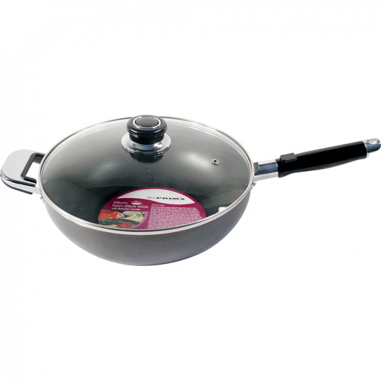 New 26Cm Non Stick Wok Cookware Saucepan With Lid Cooking Kitchen Handle Cook image