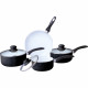 New 7Pc Black Cookware Set Saucepan Kitchen Non Stick Glass Lid Ceramic Handle image