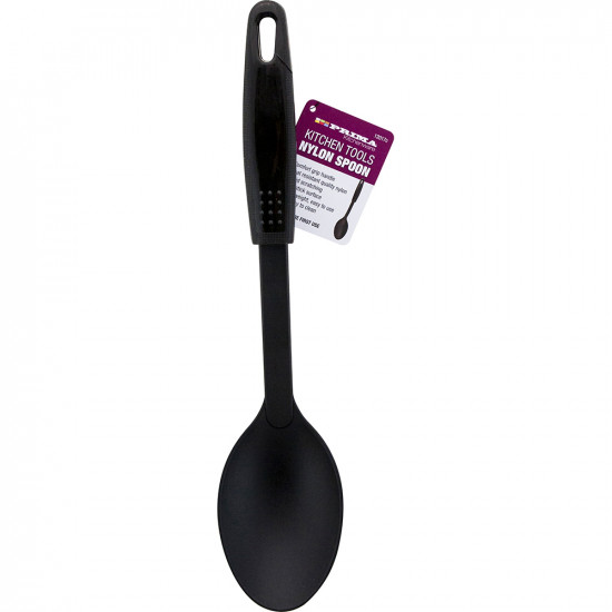 New Non Stick Nylon Kitchen Serving Spoon Food Cooking Black Utensil Grip Handle image