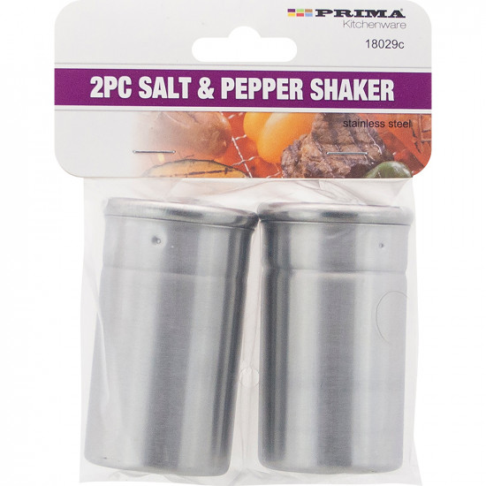 New Set Of 2 Salt Pepper Shaker Kitchen Condiment Retro Dispenser Steel Cooking image