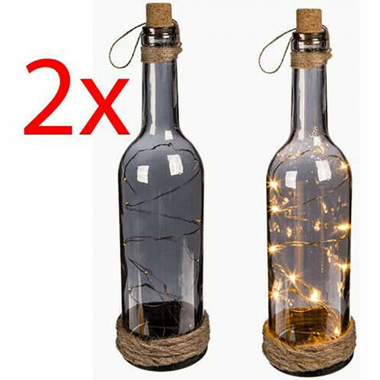 2 X 10 Led Bottle Light Decoration Lamp Wine Glass Gift Set Home Outdoor 30Cm image