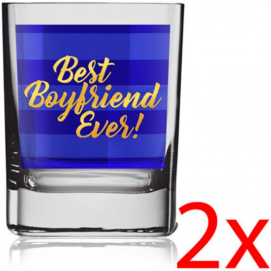 2 X Best Boyfriend Ever Whiskey Glass Wine Present New Gift Beer Drink Tumbler Kitchenware, Glassware image