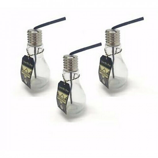 3 X 18Cm Retro Light Bulb Drinking Glass Mason Jar With Straw Party Xmas Gift Kitchenware, Glassware image