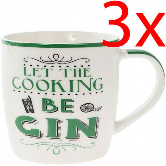 3 X Let The Cooking Be Gin Coffee Tea Drink Mug Cup Xmas Gift Tableware Mugs Kitchenware, Glassware image