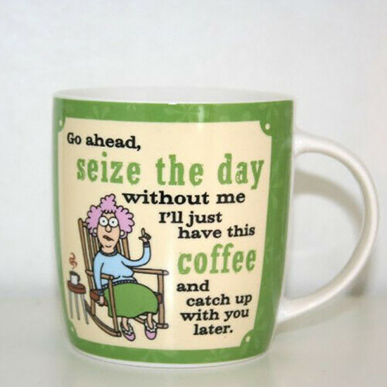 Aunty Acid Ceramic Mug Go Ahead, Seize The Day Drinking Tea Coffee Handle New Kitchenware, Glassware image