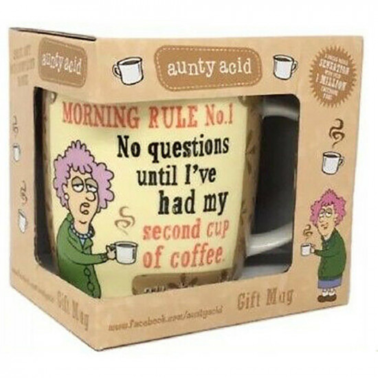 Aunty Acid Ceramic Mug Morning Rule No.1 Tea Coffee Handle Kitchen Xmas Gift New image