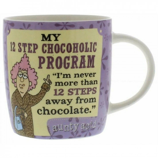 Aunty Acid Ceramic Mug My 12 Step Chocoholic Program Drinking Tea Coffee New image