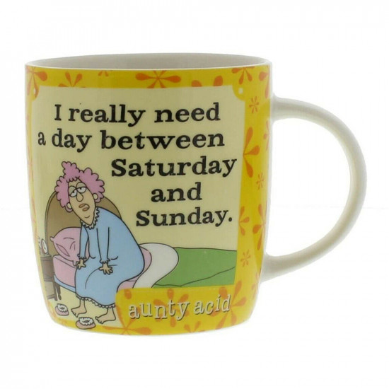 Aunty Acid Ceramic Mug Saturday Drinking Tea Coffee Handle Kitchen Xmas Gift New Kitchenware, Glassware image
