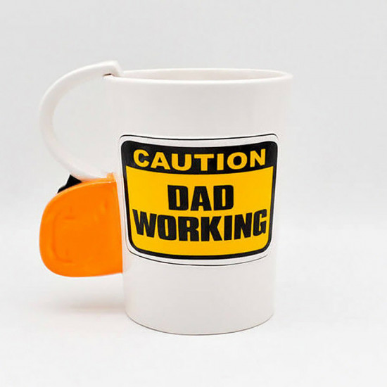 Caution Dad Working 3D Mug Coffee Drinking Tea Kitchen Gift Fathers Day Ceramic image