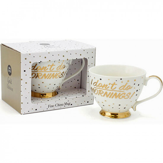 I Don'T Do Mornings Gold Edition Cup Kitchen Fine China Boxed Gift Coffee New Kitchenware, Glassware image