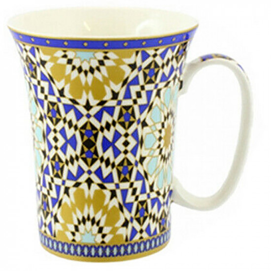 New Blue And Gold Mosaic Fine China Mug Coffee Tea Drink Kitchen Home Xmas Gift image