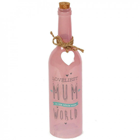 New Light Up Loveliest Mum Wine Bottle Decoration Home Decor Present Xmas Gift Kitchenware, Glassware image
