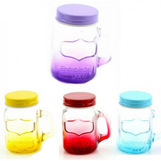 New Set Of 4 Mini Mason Shot Jars Party Drinking Coloured Shot Glasses Vintage Kitchenware, Glassware image