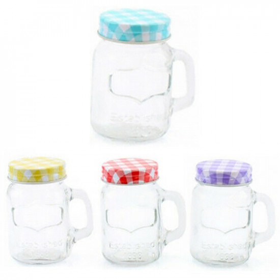 New Set Of 4 Mini Mason Shot Jars Party Drinking Shot Glasses Vintage Xmas Gift image