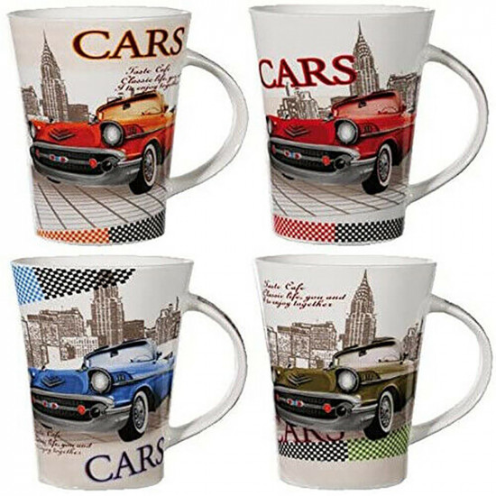 Set Of 4 Coffee Tea Mug Set Gift Car Novelty Kitchen Porcelain Drink Office New image