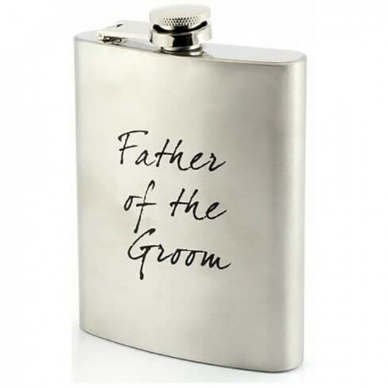 Stainless Steel Pocket Flask Father Of Groom Alcohol Vodka Whisky 8Oz Wedding Kitchenware, Glassware image