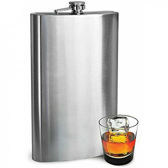 New Hip Flask Stainless Steel Pocket Drink Whisky 1.7L Travel Novelty Gift Jumbo image