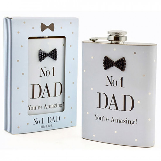 No1 Dad Fathers Day Hip Flask Stainless Steel Pocket Drink Whisky Flasks Present Kitchenware, Kettles & Flasks image