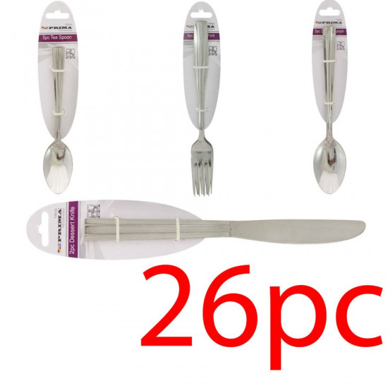 New 26Pc Tea Spoon Knife Fork Set Cutlery Stainless Steel Silver Tableware image
