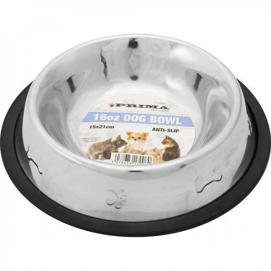 2 X 21Cm Stainless Steel Anti-Skid Cat Bowl 16Oz Cat And Dog Dish Food Water Pet image