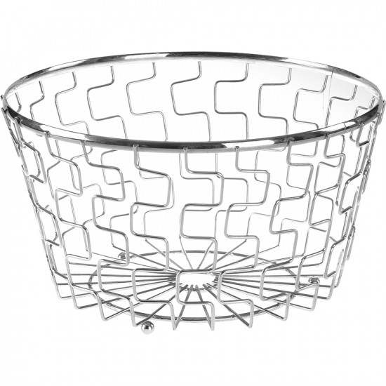 3 X 26Cm Chrome Metal Fruit Basket Holder Kitchen Storage Table Vegetable Bowl Kitchenware, Tableware image