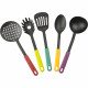 5Pc Kitchen Utensils With Stand Nylon Cooking Non Stick Set Spoon Turner Gadget image