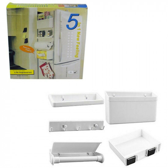 New 5 In 1 New Feeling Dispensers Holders Rack Magnet Organiser Kitchen Storage image