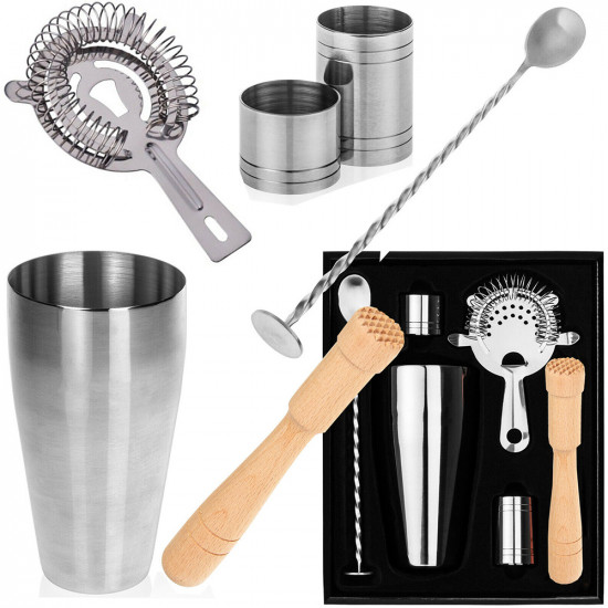 New 6Pc Stainless Steel Cocktail Kit Drink Bartender Muddler Strainer Spoon Kitchenware, Tools & Gadgets image