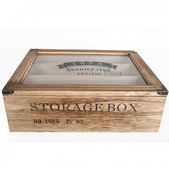 30Cm General Storage 3 Compartment Chest Shabby Chic Glass Lid Vintage Gift New image