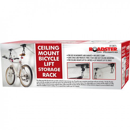 Bike Bicycle Lift Pulley Hoist Cycle Storage Space Saving Stand Garage Rack 20Kg Seasonal image