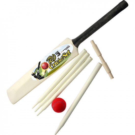 Cricket Set Bat Ball Stumps Garden Kids Fun Park Play Size 3 Wooden Wickets  New
