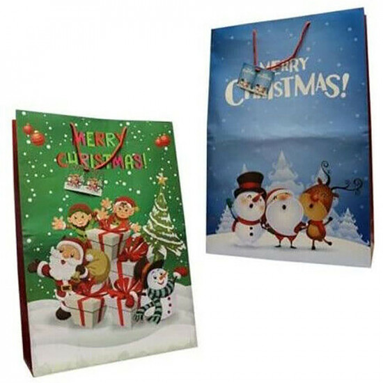 New Merry Christmas Gift Bag Present Luxury Paper Wrap Xmas Santa Handles Treat Seasonal, Garden & Outdoor image