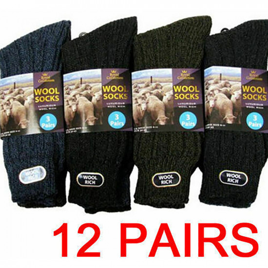 12 Pairs Winter Short Wool Socks Thermal Warm Thick Wool Quality 6-11 Unisex image