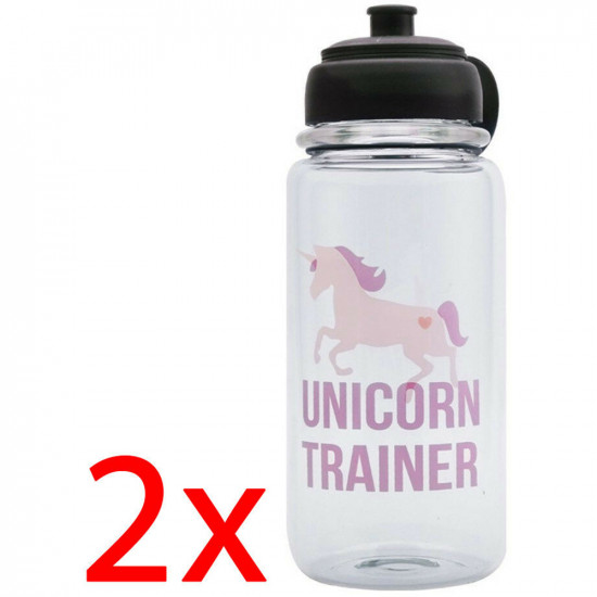 2 X Unicorn Trainer Water Gym Bottle 1L Running Sport Training Hydration Cycling image