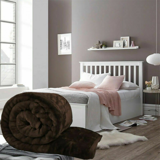 Single Chocolate Fur Throw Blanket Winter Bed Cover Luxury Sofa Duvet Fleece Seasonal, Health Care image