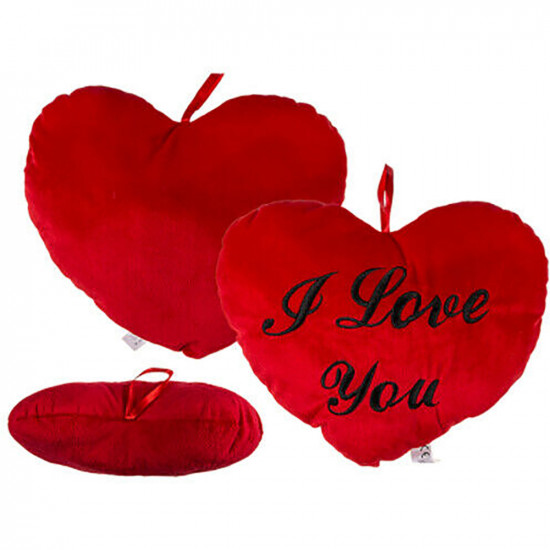 I Love You Red Heart Shape Cushion Gift Anniversary Present Soft Plush Xmas Gift Seasonal image
