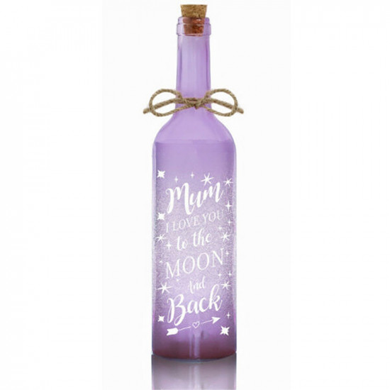 Mum I Love You Illuminated Wine Bottle Led Star Light Message Gift 29Cm Xmas New image