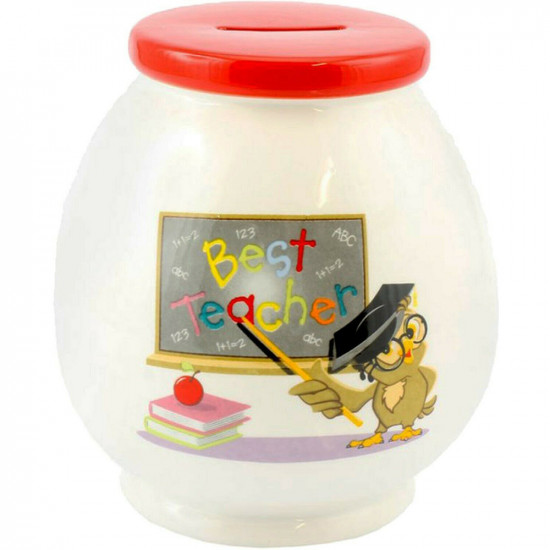 New Ceramic Money Pot Best Teacher Classroom Decoration Money Bank Owl Jar Gift image