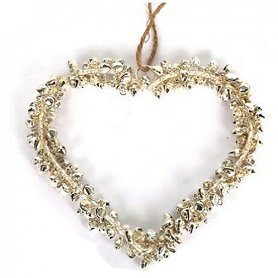 New Heart Hanging Decoration With Bells Home Decor Ornament Festive Xmas Gift image
