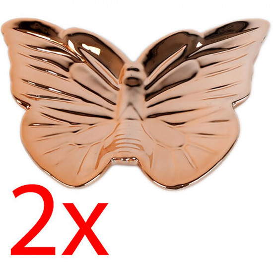Set Of 2 Butterfly Trinket Tray Box Jewellery Copper Dish Gift Make Up Desk New image