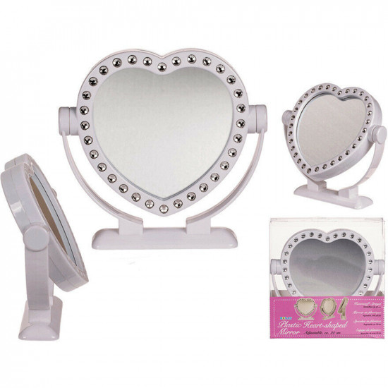 New Heart Shaped Mirror Bedroom Decoration Makeup Indoor Gift Time Adjustable Seasonal, Storage Products image