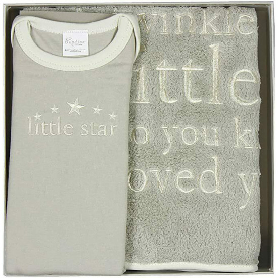 Twinkle Twinkle Baby Blanket And Bodysuit New Born Boy Girl Gift Set Soft Warm image