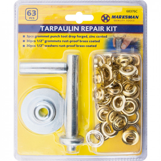 63Pc Tarpaulin Repair Kit Groundsheet Cover Repair Kit Tool Eyelet Grommets New Tools & DIY, Accessories & Mixed Tools image