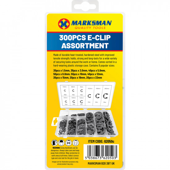 New 300Pc E Clip Circlip Cir External Retaining Snap On Ring Assortment Bit Kit image