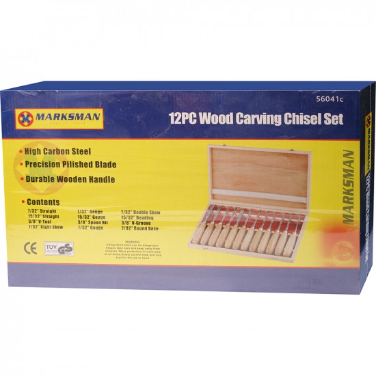12Pc Pro Wood Chisel Carving Professional Carpenter Tool Set Case Diy Wooden New image