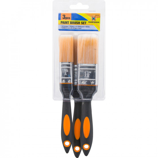 New Set Of 3 Paint Brush Set Painting Decorating Brushes Tools Handle Bristles image