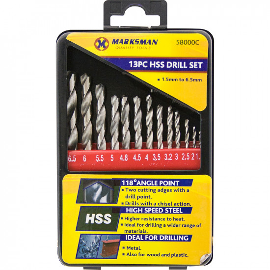 13Pc Hss Drill Bits 1.5Mm-6.5Mm Titanium Set Case Quality Metal Wood Plastic Tools & DIY, Drill Bits & Routers image