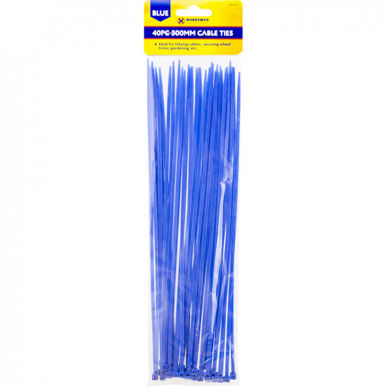 200Pc Nylon Plastic Cable Ties Long Wide Long Zip Wrap Organiser Tidy Wires Blue Tools & DIY, General Hardware image